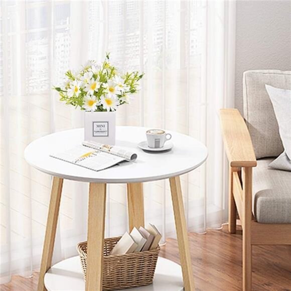 Artificial Flowers, Faux Flowers in Vase Small White Daisy Decor Mini Silky - Picture 3 of 7